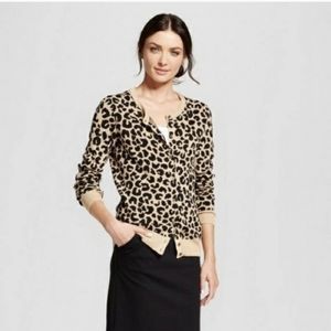 A New Day Leopard Print Crewneck Cardigan Sweater